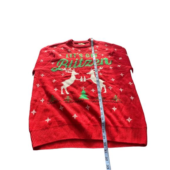 Men's Let's Get Blitzen Festive Ugly Christmas Holiday Party Sweater Size Large - Picture 9 of 9
